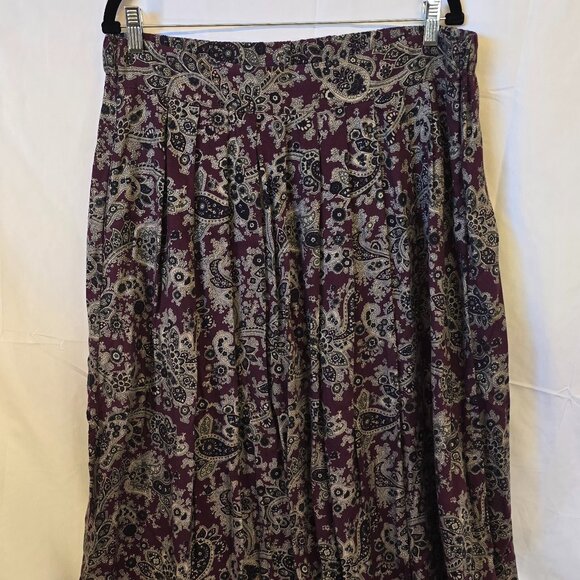 Michael Taylor Purple Skirt, Size Large, 100% Rayon, Pockets, Made In Mexico - Picture 1 of 9